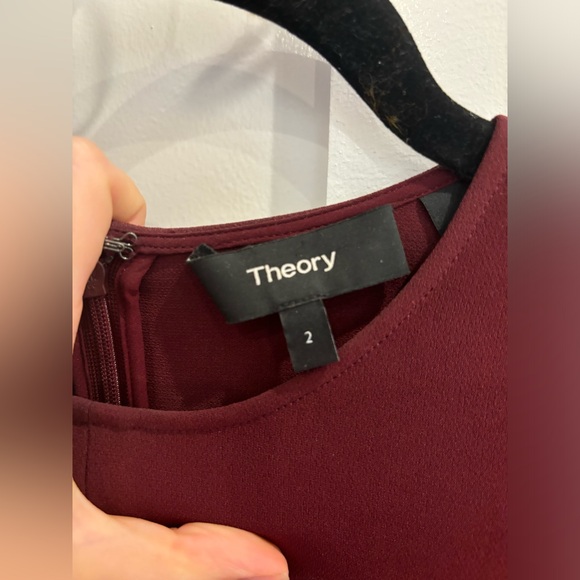 Theory A-Line Short Sleeve Mini Dress Burgundy Size 2 - Picture 3 of 4